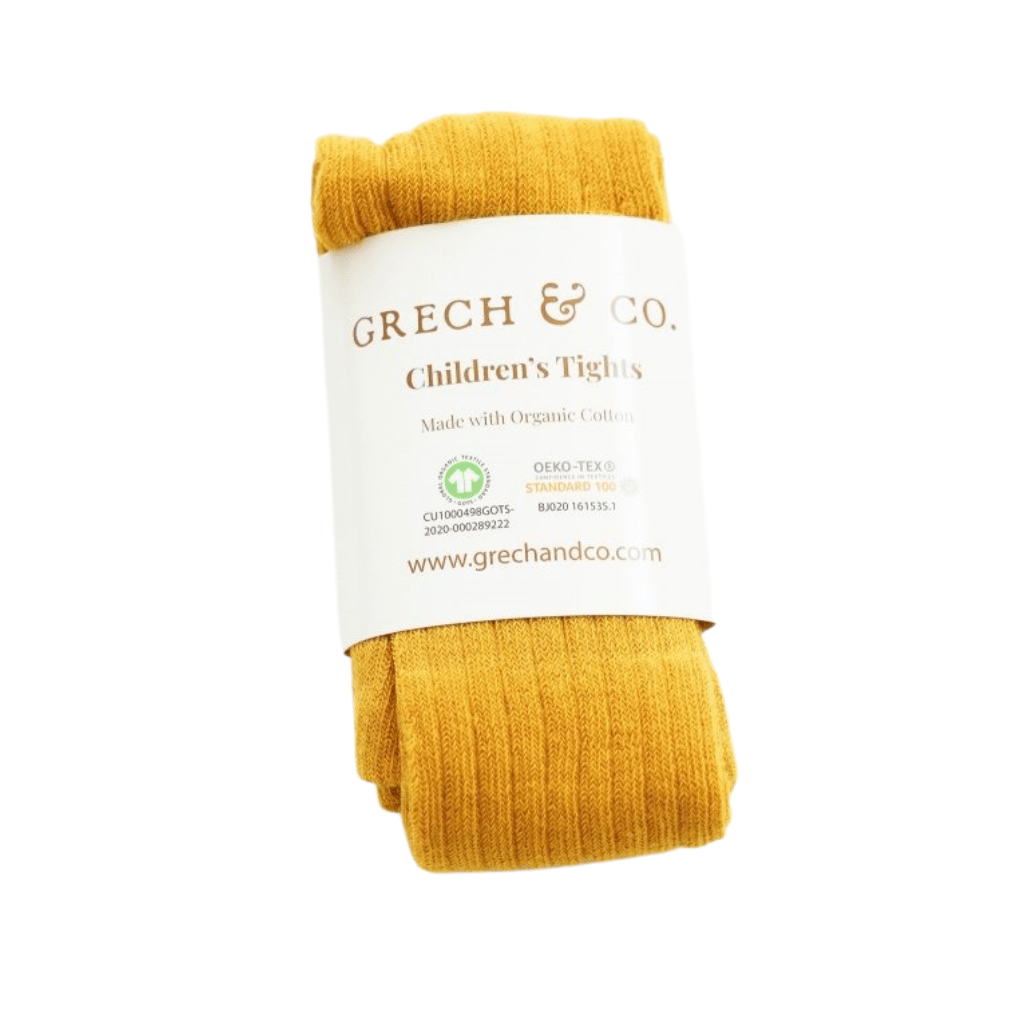 Golden / 1-6 Months Grech & Co. Organic Cotton Kids Tights - SMALL IMPERFECTIONS - Naked Baby Eco Boutique