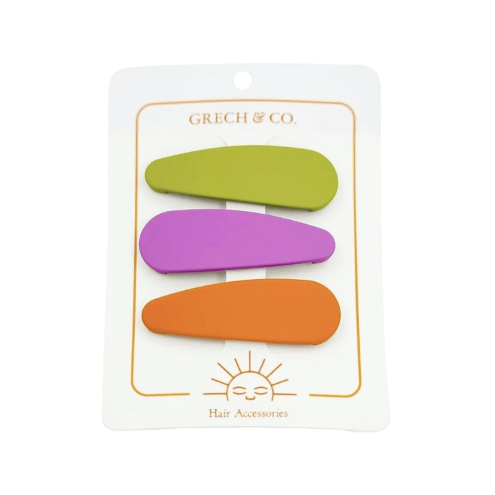 Chartreuse/Aster/Sienna Grech & Co. Snap Matte Hair Clips - Set of 3 (Multiple Variants) - Naked Baby Eco Boutique