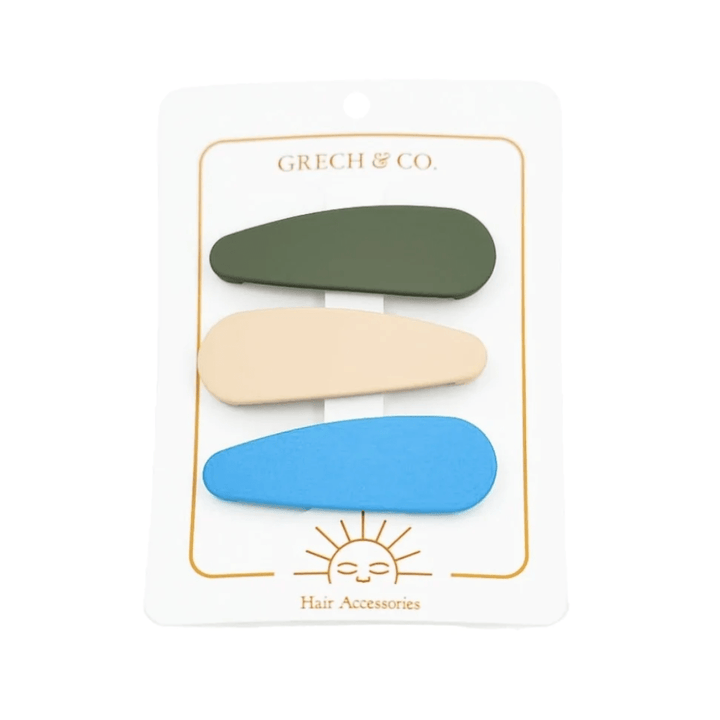 Storm/Oat/Azure Grech & Co. Snap Matte Hair Clips - Set of 3 (Multiple Variants) - Naked Baby Eco Boutique