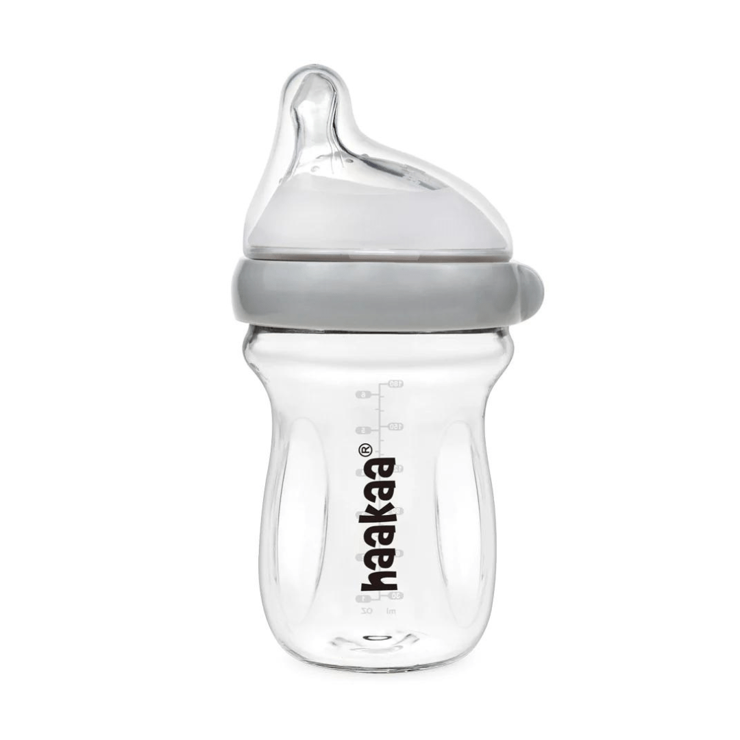 Grey / 120 ml Haakaa Gen. 3 Glass Baby Bottle (Multiple Variants) - Naked Baby Eco Boutique