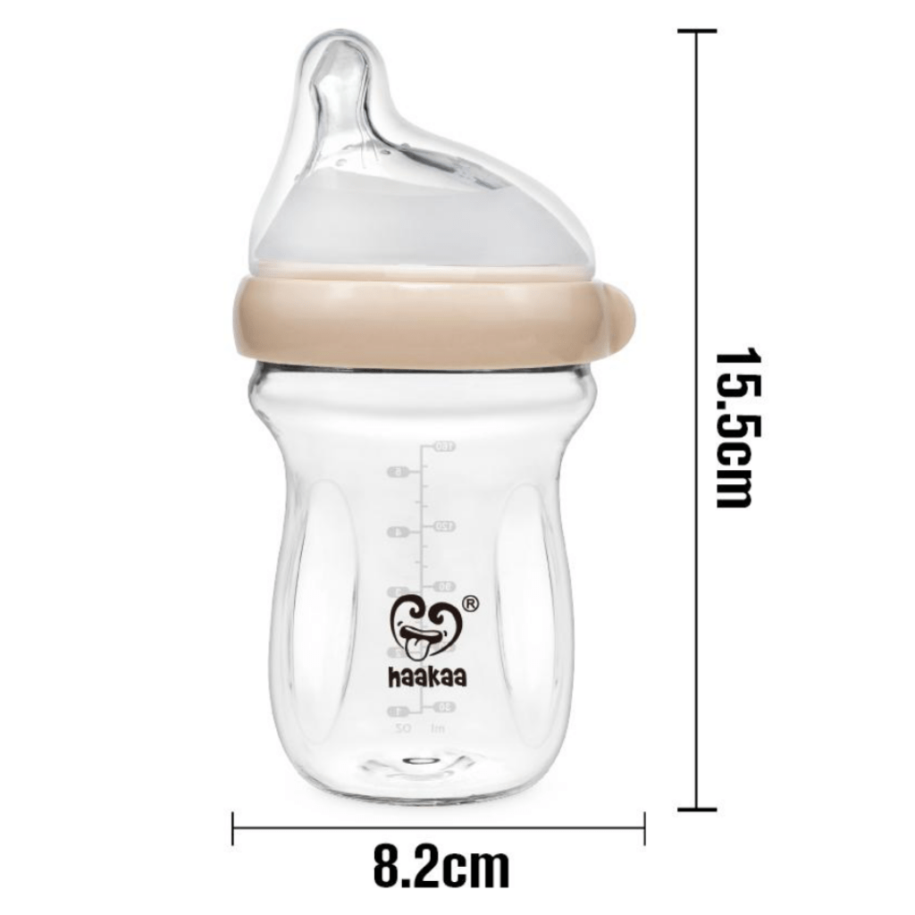 Haakaa-Gen-3-Glass-Baby-Bottle-Peach-160ml-Naked-Baby-Eco-Boutique