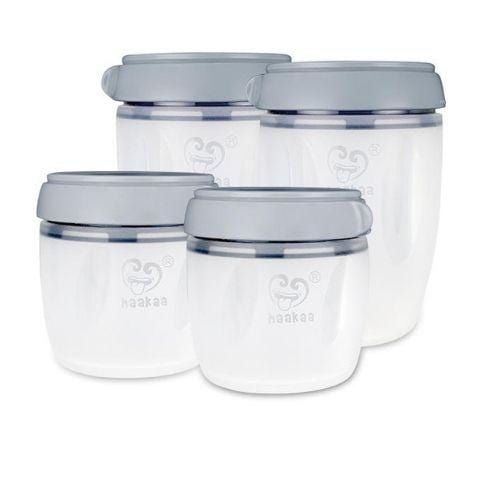 Grey Haakaa Gen 3 Silicone Bottle Milk Storage Container Set (Multiple Variants) - Naked Baby Eco Boutique
