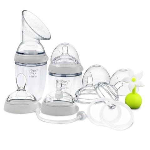 Grey Haakaa Gen 3 Silicone Breast Pump & Baby Bottle Premium Pack (Multiple Variants) - Naked Baby Eco Boutique