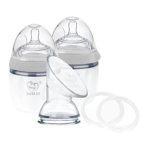 Grey Haakaa Gen 3 Silicone Breast Pump & Baby Bottle Pack (Multiple Variants) - Naked Baby Eco Boutique