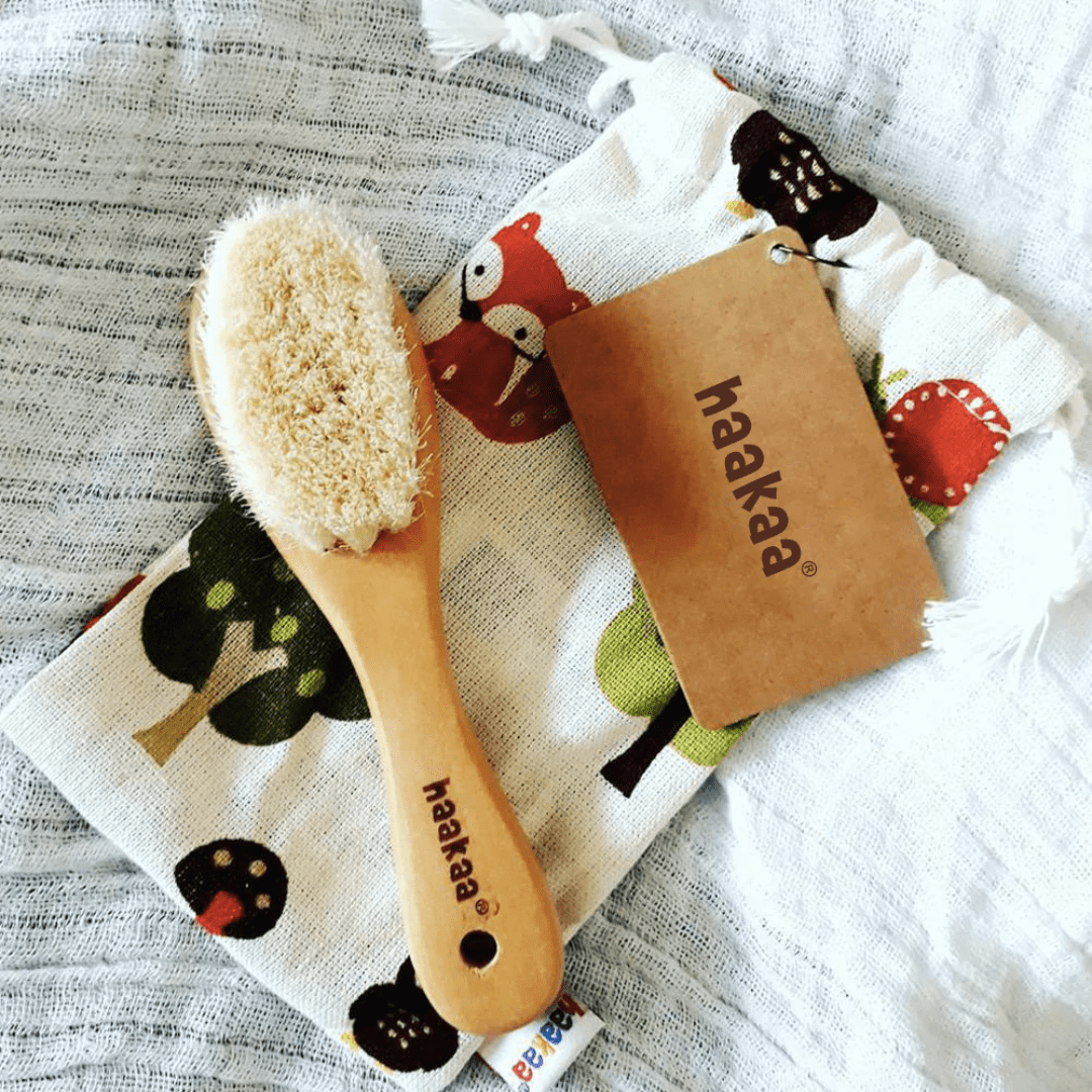Haakaa Natural Goat's Wool Baby Hair Brush & Comb Set - Naked Baby Eco Boutique