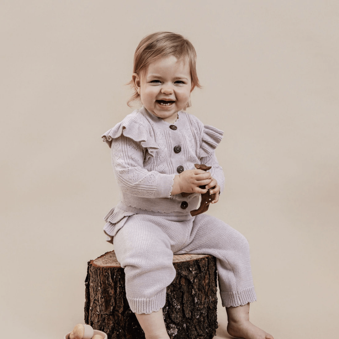 Happy-Baby-Wearing-Aster-And-Oak-Organic-Ruffle-Knit-Cardigan-Naked-Baby-Eco-Boutique