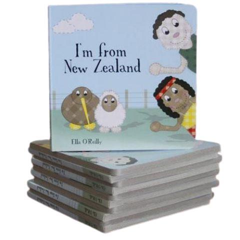 Onemum Books' "I'm From New Zealand" book set with kiwiana.