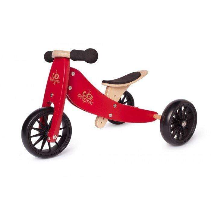 Cherry Red Kinderfeets Tiny Tot Tricycle + Balance Bike (Multiple Variants) - Naked Baby Eco Boutique