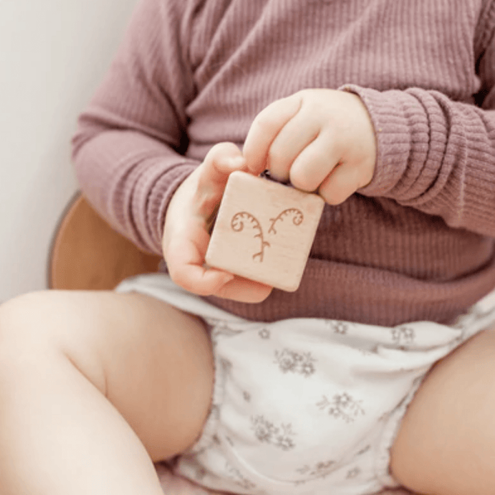 Little-Baby-Holding-Over-The-Dandelions-Aroha-Wooden-Block-Set-Naked-Baby-Eco-Boutique