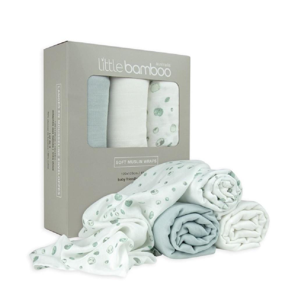 Blue + White Little Bamboo Swaddle Wraps - 3-Pack (Multiple Variants) - Naked Baby Eco Boutique