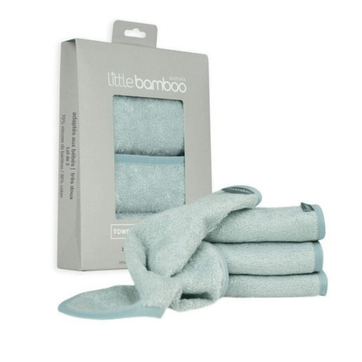 Blue Little Bamboo Towelling Wash Cloths - 3-Pack (Multiple Variants) - Naked Baby Eco Boutique
