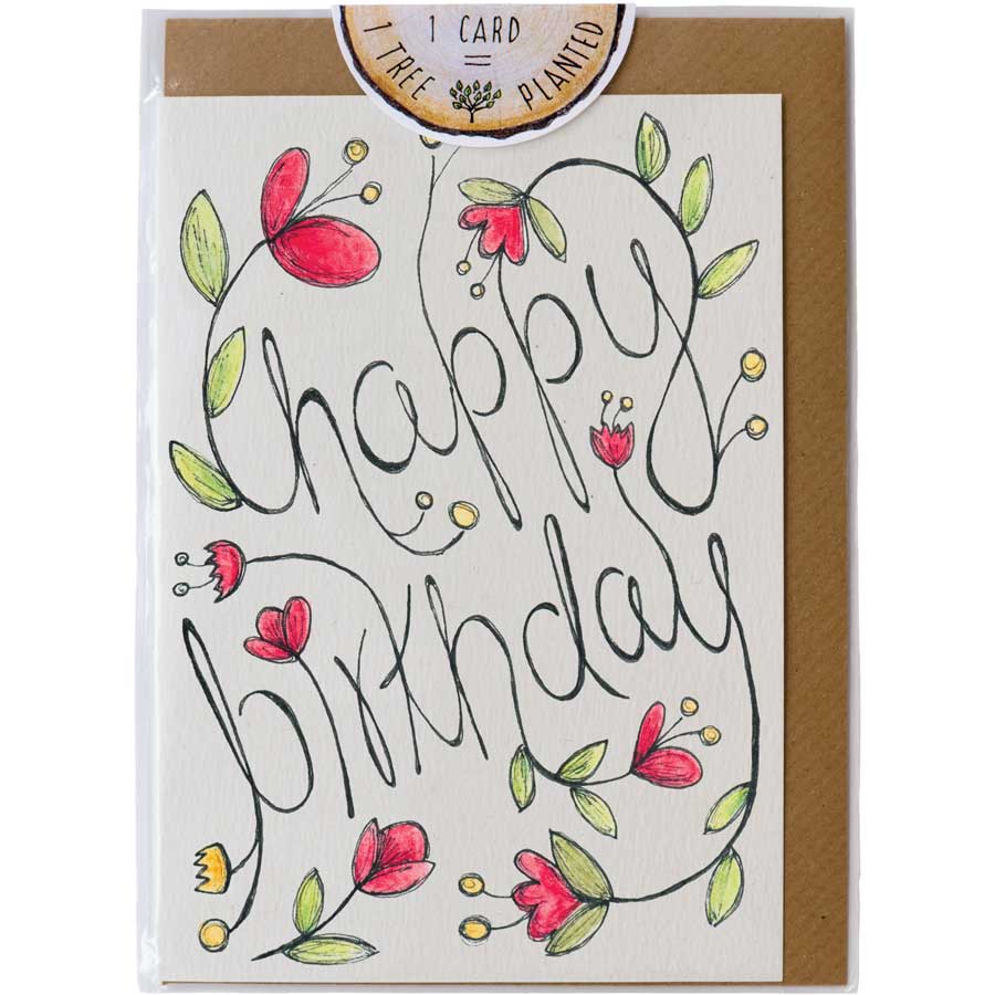 Little Difference Happy Birthday Flowers Card - Naked Baby Eco Boutique