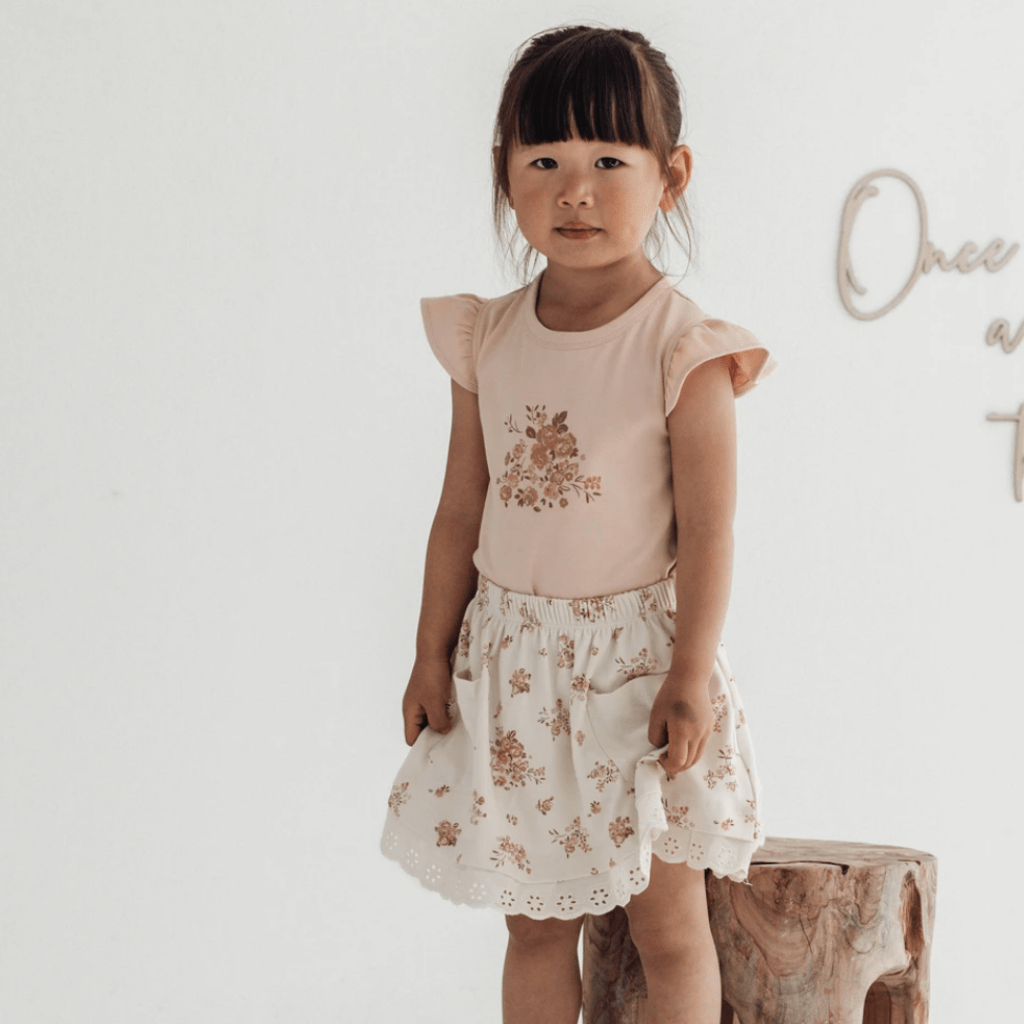 Aster & Oak Organic Posy Floral Pocket Skirt - Naked Baby Eco Boutique