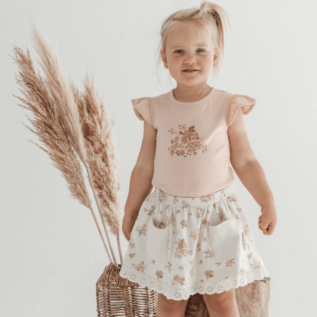Aster & Oak Organic Posy Floral Print Tee - Naked Baby Eco Boutique