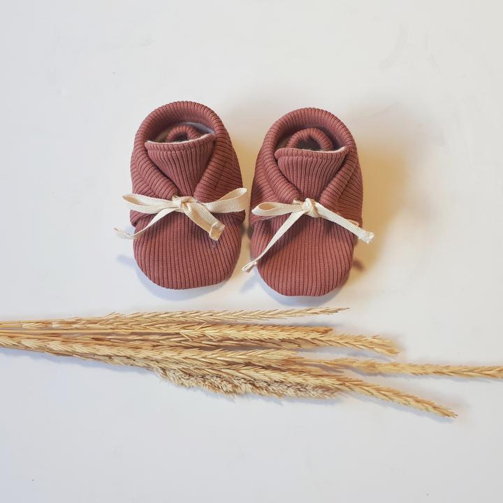 Lola & Me Organic Cotton Rib Booties (Multiple Variants) - Naked Baby Eco Boutique