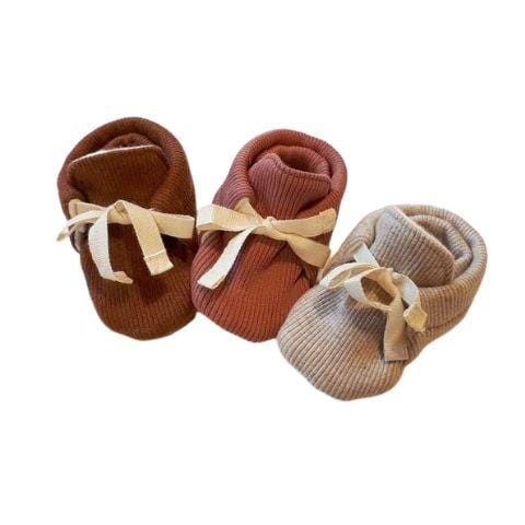 Lola & Me Organic Cotton Rib Booties (Multiple Variants) - Naked Baby Eco Boutique