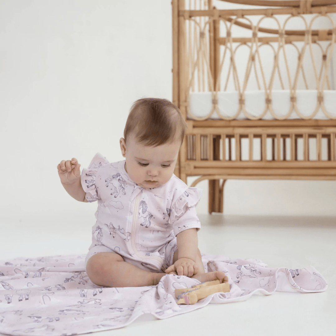 Aster & Oak Organic Cotton Flutter Sleeve Zip Romper (Multiple Variants) - Naked Baby Eco Boutique