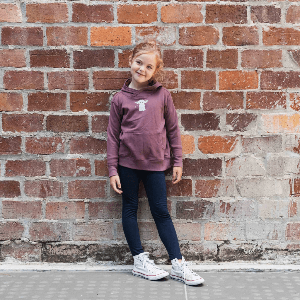 Mello-Merino-Slouch-Hoody-Plum-Humble-Master-Girl-Wearing-Slouch-Hoodie-Naked-Baby-Eco-Boutique