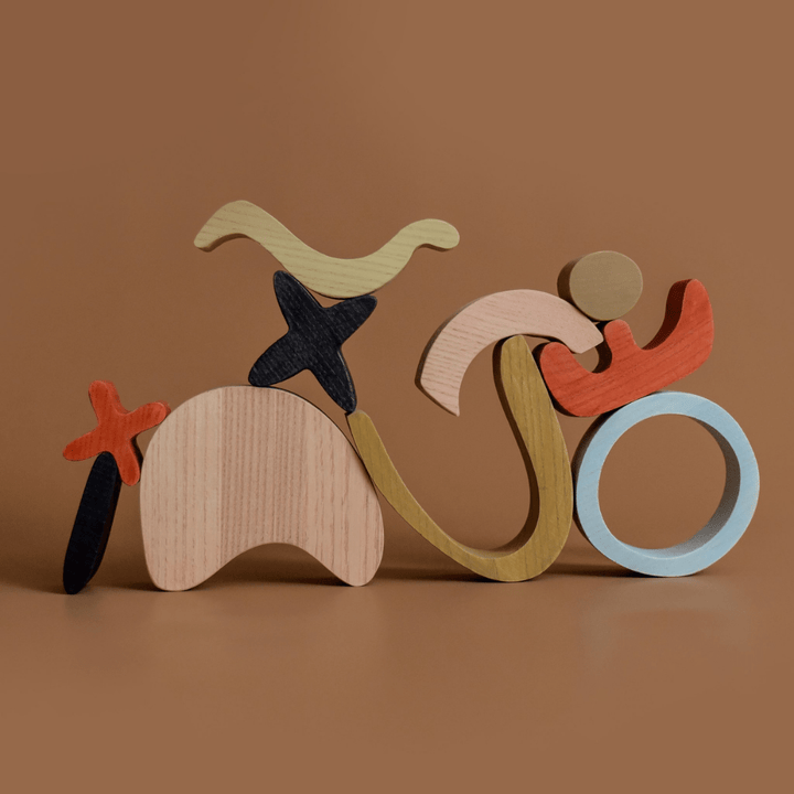 MinMin Copenhagen Abstract Art Wooden Building Blocks - Naked Baby Eco Boutique