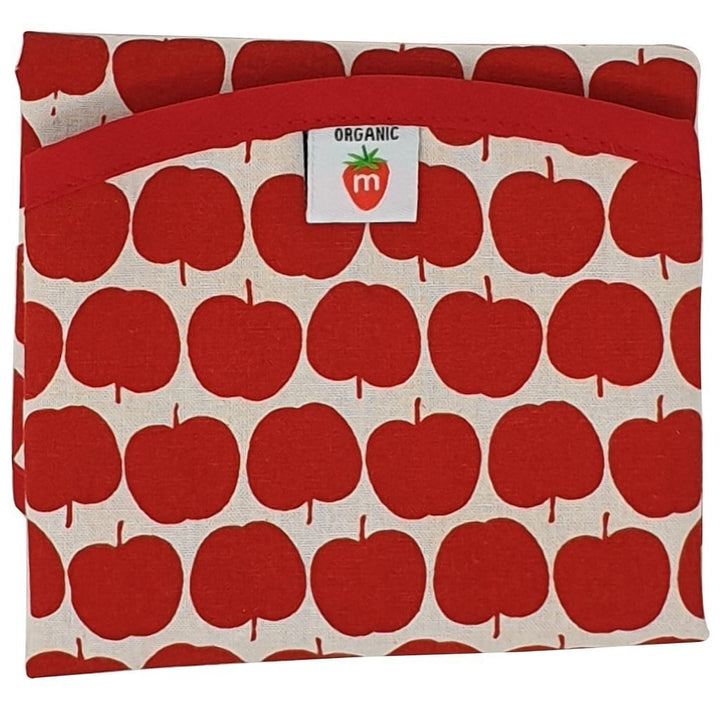 A reusable red and white Lucky Last - Green Apple print napkin from Munch.
