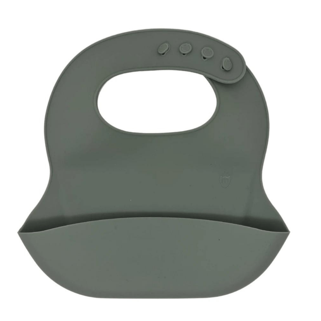 Moss Green Munch Silicone Baby Bib (Multiple Variants) - Naked Baby Eco Boutique