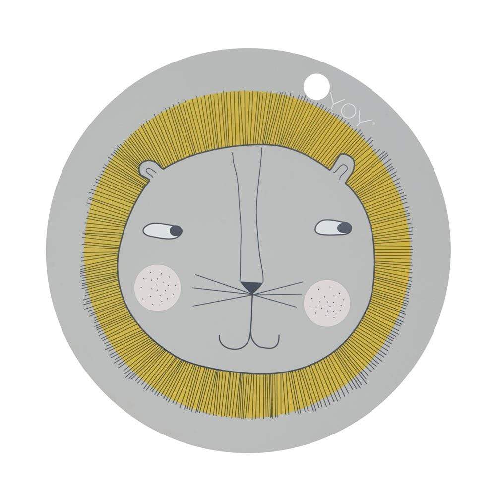 Lion (Light Grey) OYOY Mini Round Silicone Placemat (Multiple Variants) - Naked Baby Eco Boutique