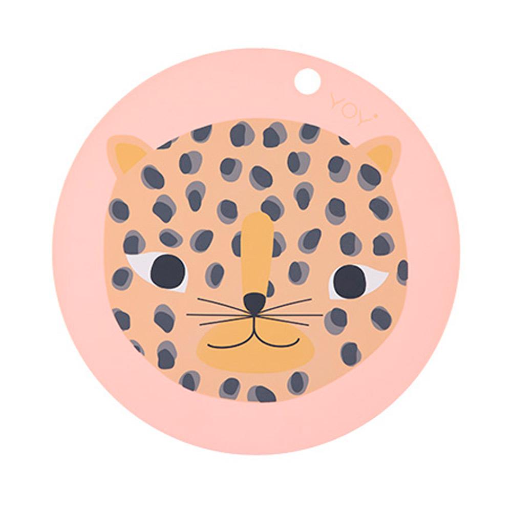 Snow Leopard (Coral) OYOY Mini Round Silicone Placemat (Multiple Variants) - Naked Baby Eco Boutique