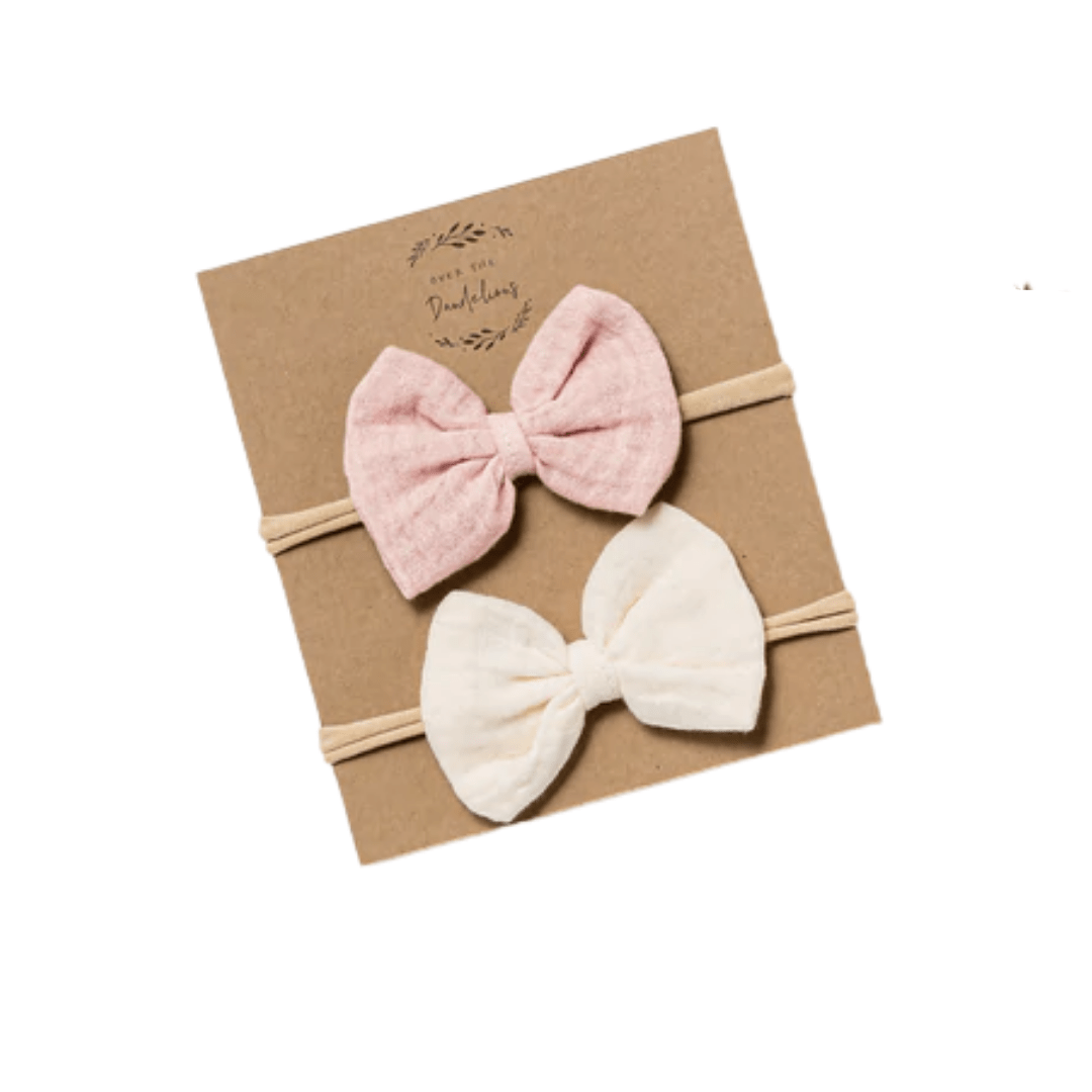 Over-The-Dandelions-Organic-Muslin-Bow-Headbands-Set-Of-2-Blush-Milk-Naked-Baby-Eco-Boutique