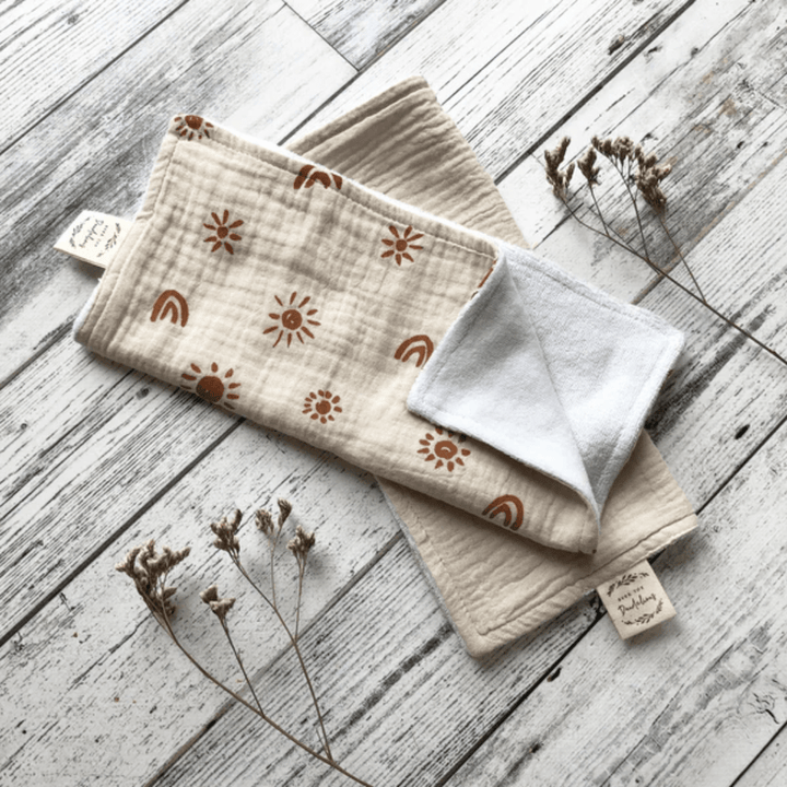 Over-The-Dandelions-Organic-Muslin-Washcloths-2-Pack-Flatlay-Naked-Baby-Eco-Boutique