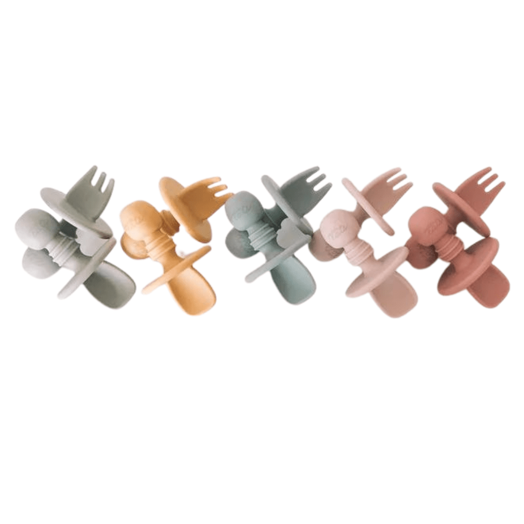 Petite-Eats-Silicone-Baby-Cutlery-All-Colours-Lined-Up-Naked-Baby-Eco-Boutique