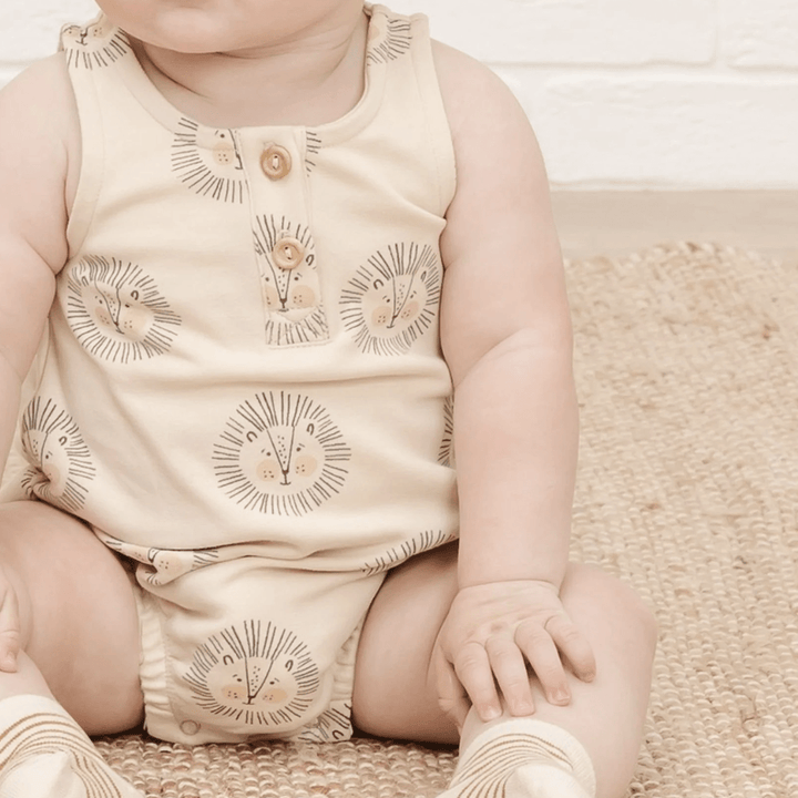 Quincy-Mae-Organic-Cotton-Sleeveless-Bubble-Romper-Lion-Print-Up-Close-Naked-Baby-Eco-Boutique