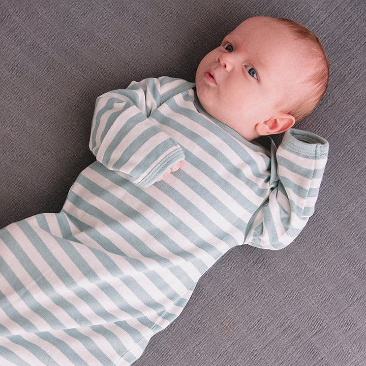 Sleepy-Baby-Wearing-Woolbabe-Merino-and-Organic-Cotton-Sleeping-Gown-Tide-Naked-Baby-Eco-Boutique