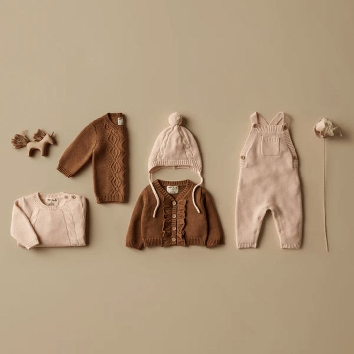 Styled-Flatlay-Wilson-And-Frenchy-Knitted-Overalls-Blush-Naked-Baby-Eco-Boutique