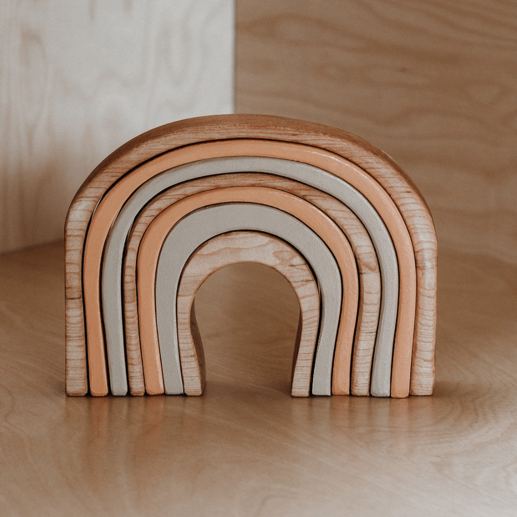 Peach The Woodlands Wooden Rainbow Stacker (Multiple Variants) - Naked Baby Eco Boutique