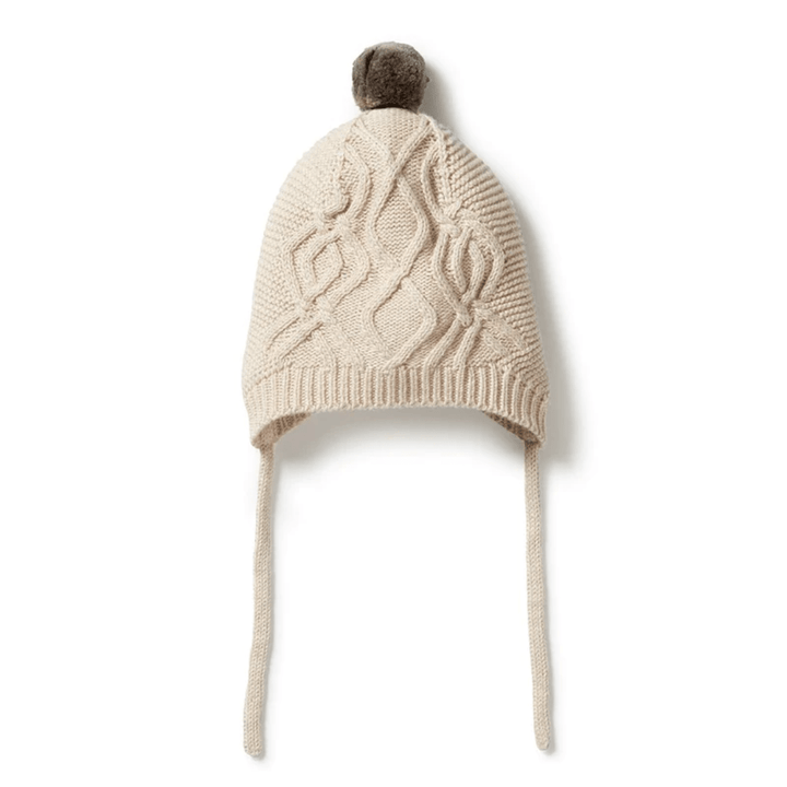Wilson-And-Frenchy-Knitted-Cable-Bonnet-Oatmeal-Melange-Naked-Baby-Eco-Boutique