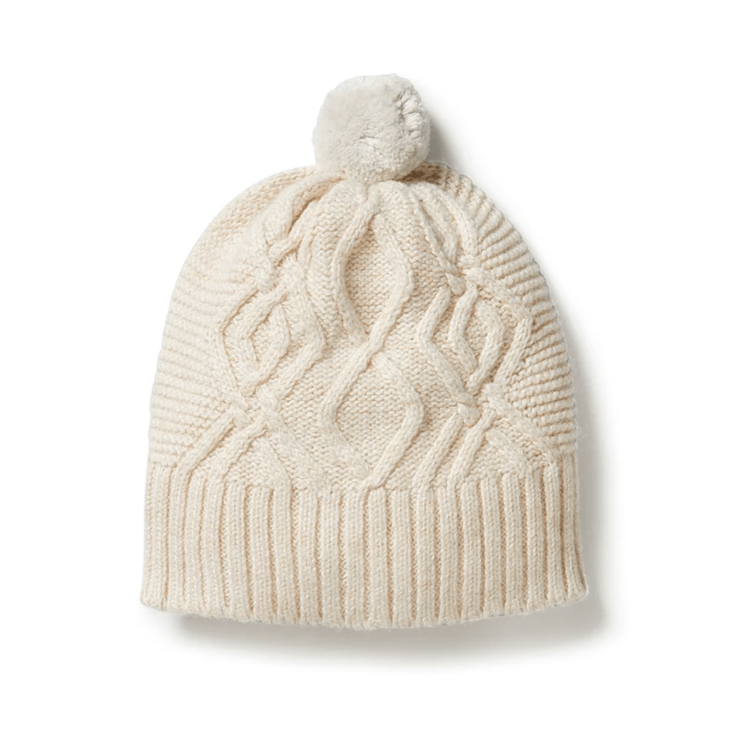 Wilson-And-Frenchy-Knitted-Cable-Hat-Sand-Melange-Naked-Baby-Eco-Boutique