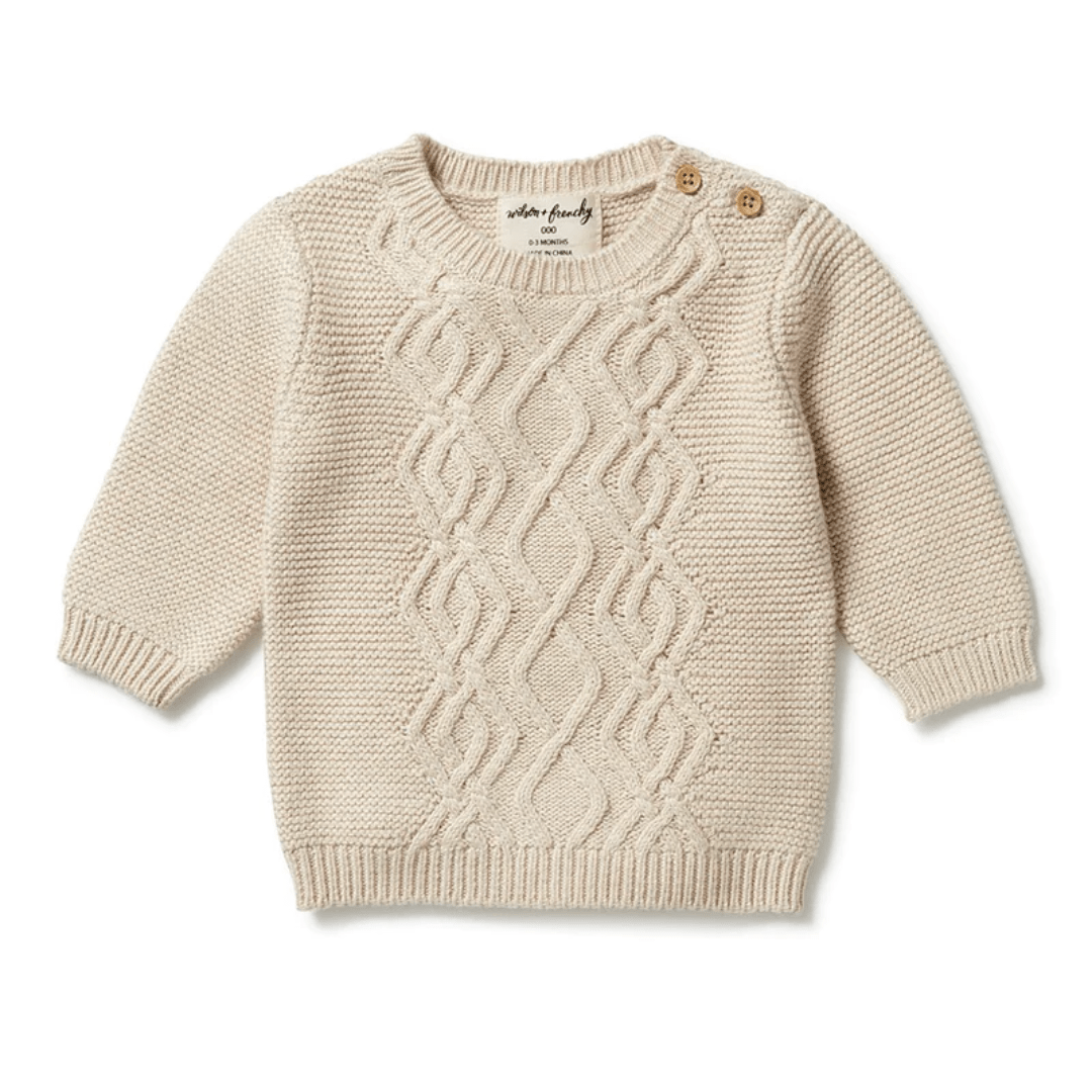 Wilson-And-Frenchy-Knitted-Cable-Jumper-Oatmeal-Melange-Naked-Baby-Eco-Boutique