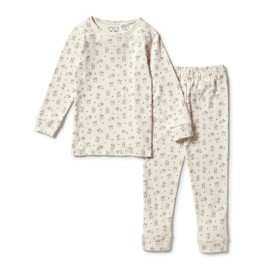 1 Year Wilson & Frenchy Organic Pointelle Long Sleeve Pyjamas - Naked Baby Eco Boutique