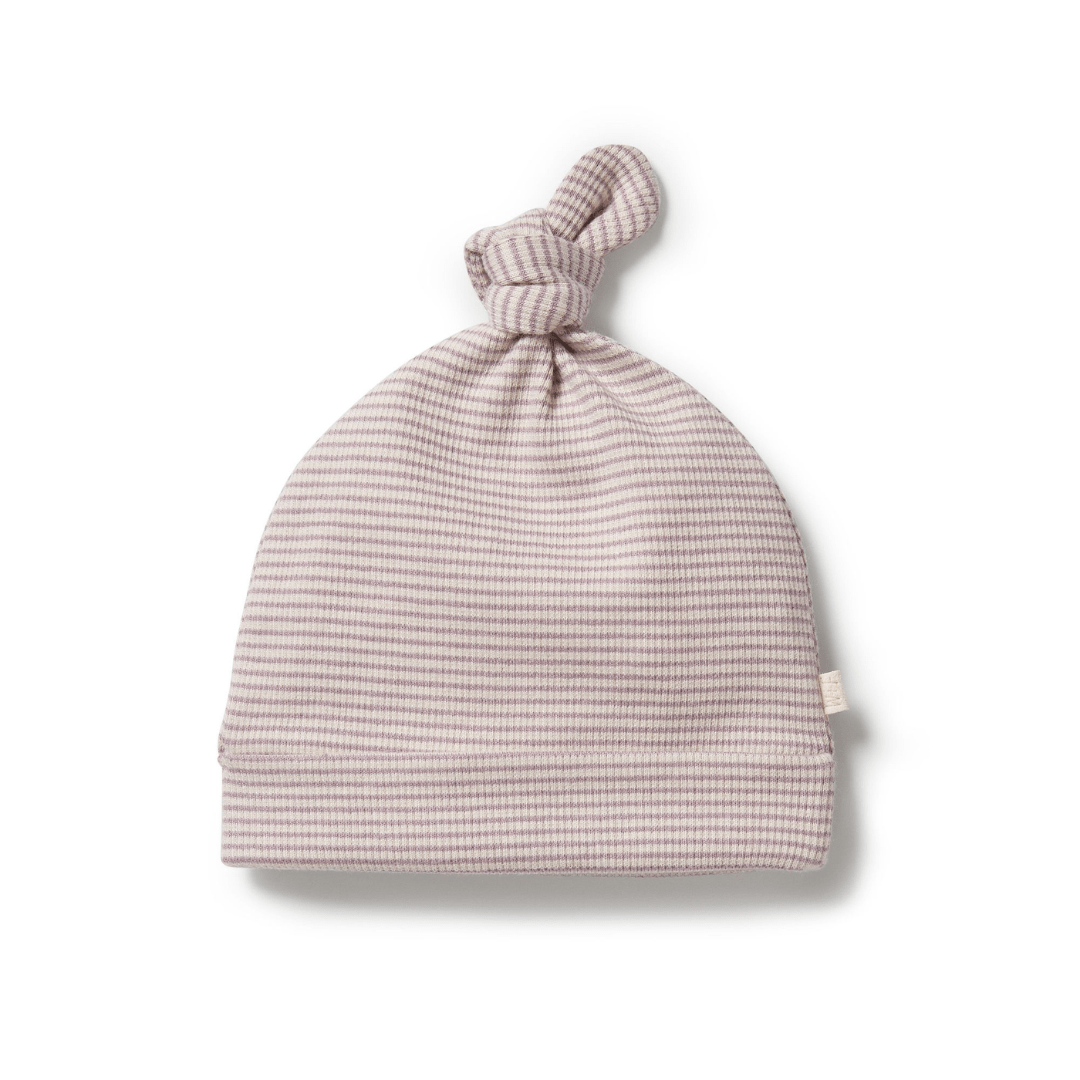 Wilson-And-Frenchy-Organic-Stripe-Rib-Knotted-Hat-Plum-Stripe-Naked-Baby-Eco-Boutique
