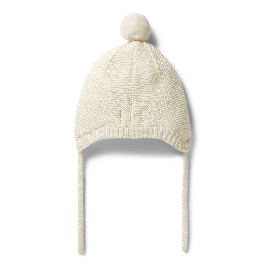 Wilson-and-Frenchy-Knitted-Cable-Baby-Bonnet-Gardenia-Back-View-Naked-Baby-Eco-Boutique