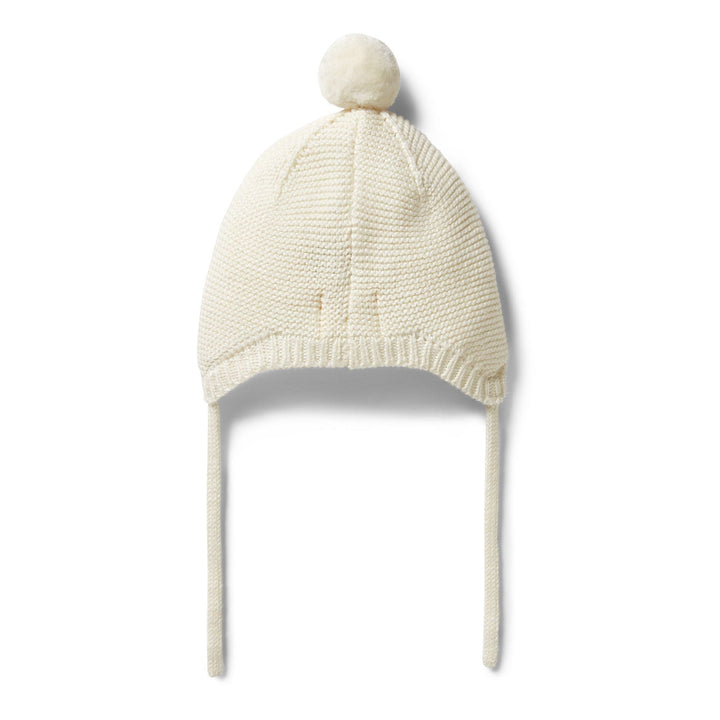 Wilson-and-Frenchy-Knitted-Cable-Baby-Bonnet-Gardenia-Back-View-Naked-Baby-Eco-Boutique