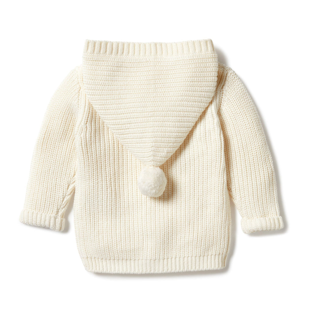 Wilson-and-Frenchy-Knitted-Jacked-with-Pom-Pom-Gardenia-Back-View-Naked-Baby-Eco-Boutique