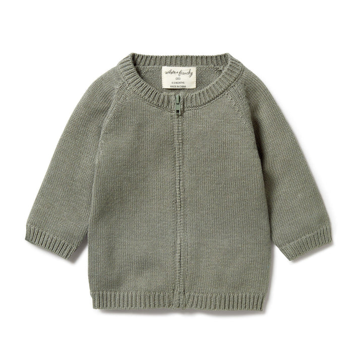 Shadow / 0-3 Months Wilson & Frenchy Knitted Zipped Cardigan (Multiple Variants) - Naked Baby Eco Boutique