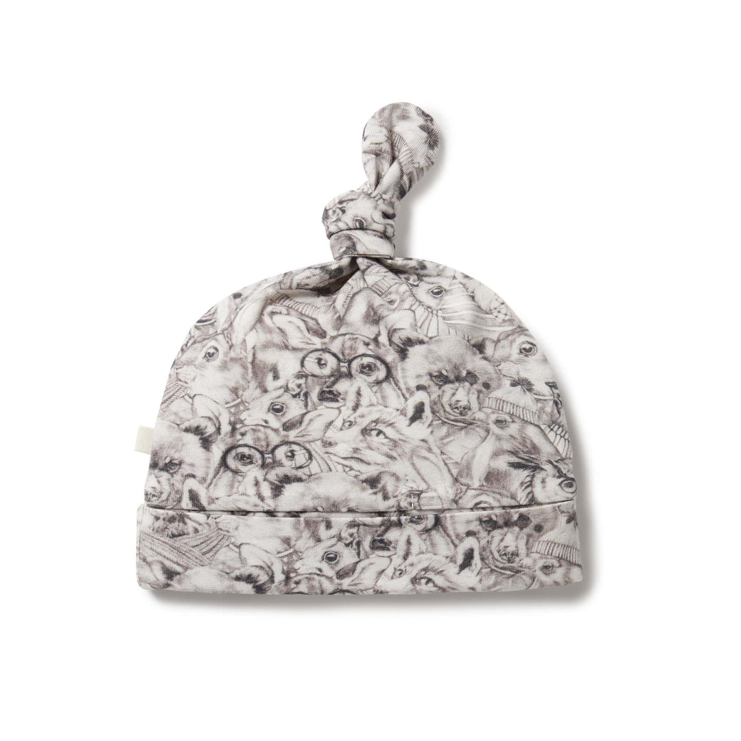 Wilson-and-Frenchy-Organic-Cotton-Knotted-Beanie-Forest-Animals-Back-View-Naked-Baby-Eco-Boutique