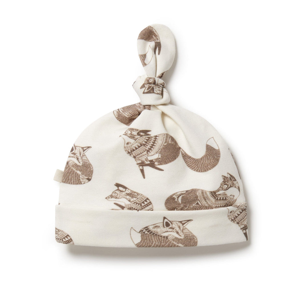 Wilson-and-Frenchy-Organic-Cotton-Knotted-Beanie-Mr-Fox-Back-View-Naked-Baby-Eco-Boutique