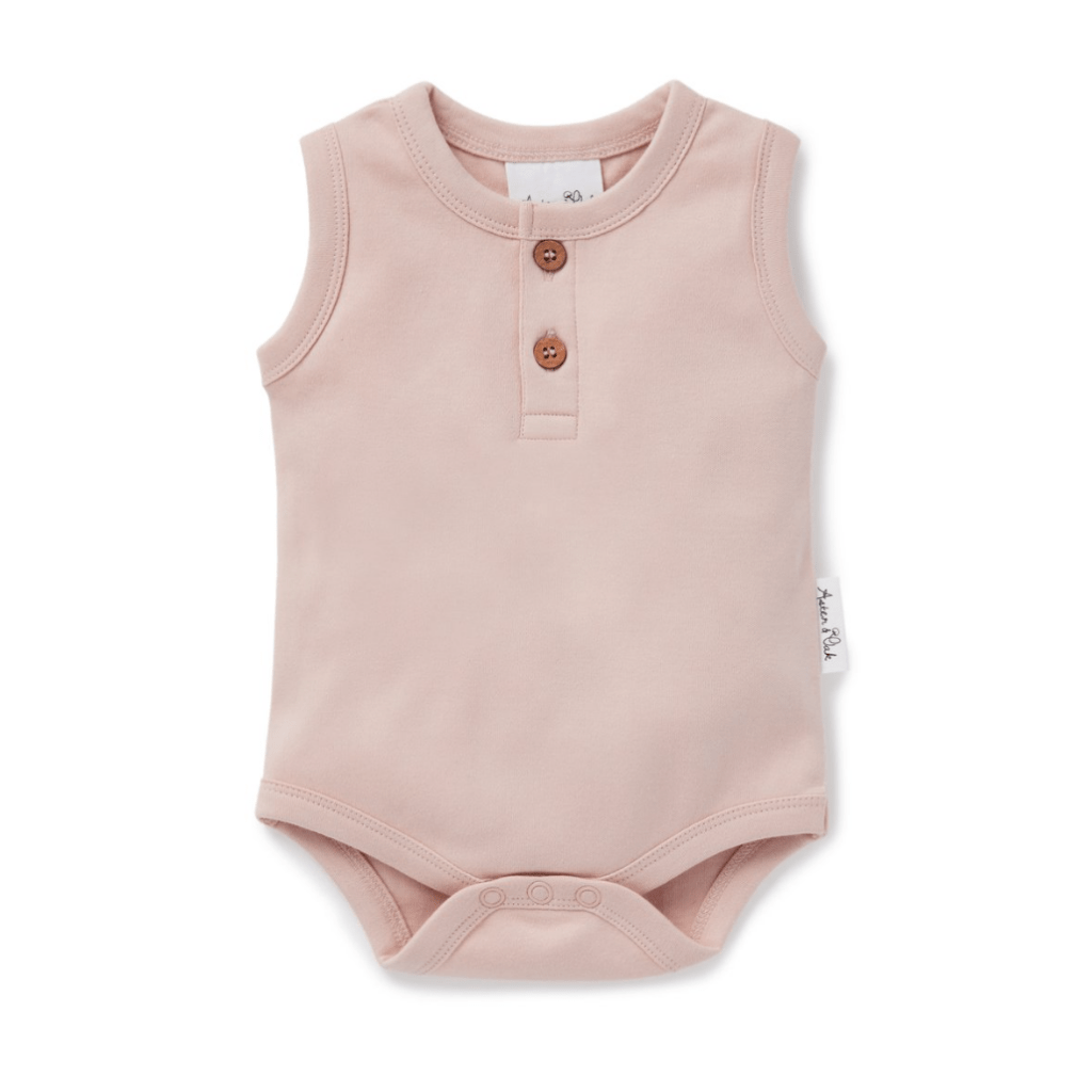 Aster & Oak Organic Posy Rose Singlet Onesie - Naked Baby Eco Boutique
