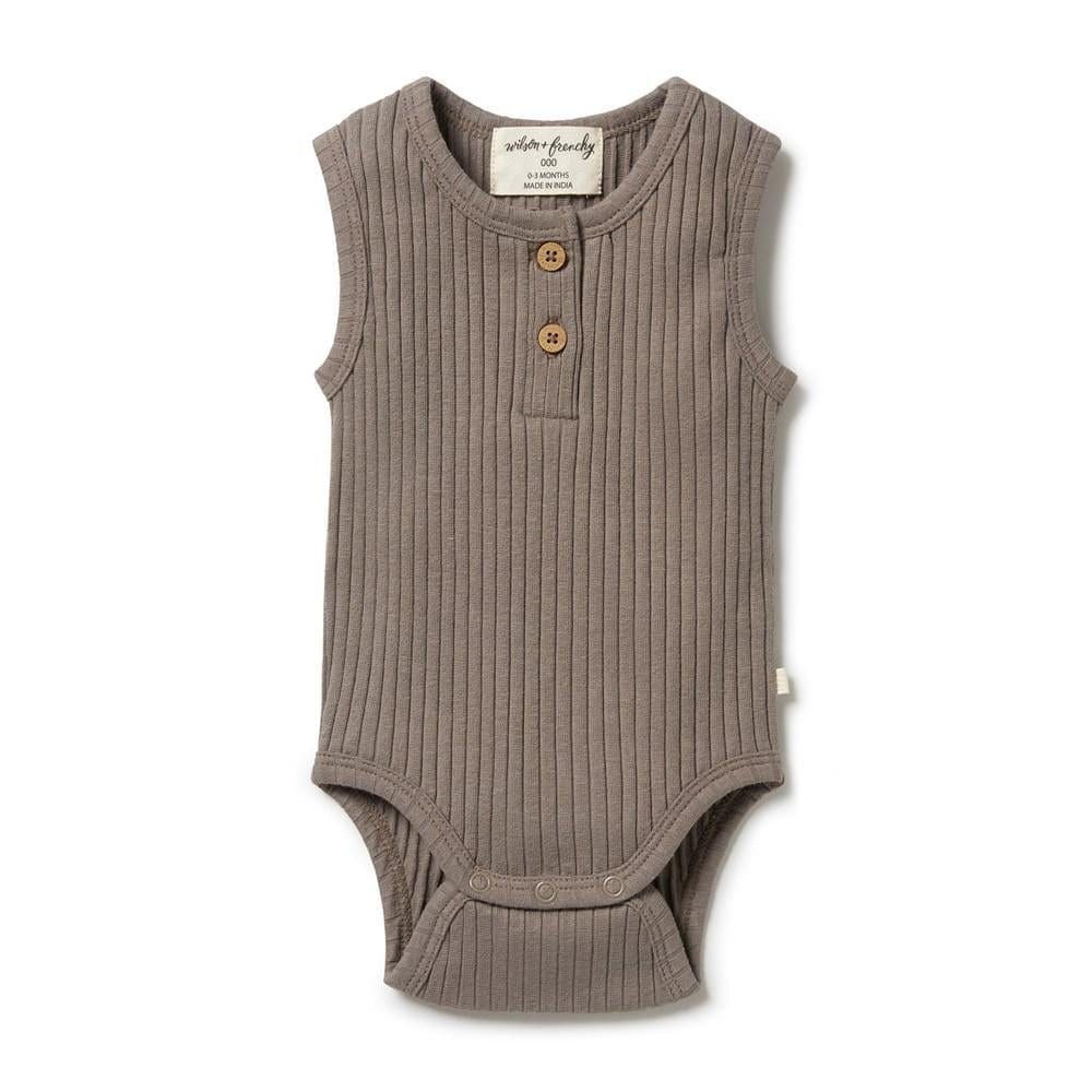 Wilson & Frenchy Organic Rib Henley Onesie - Naked Baby Eco Boutique