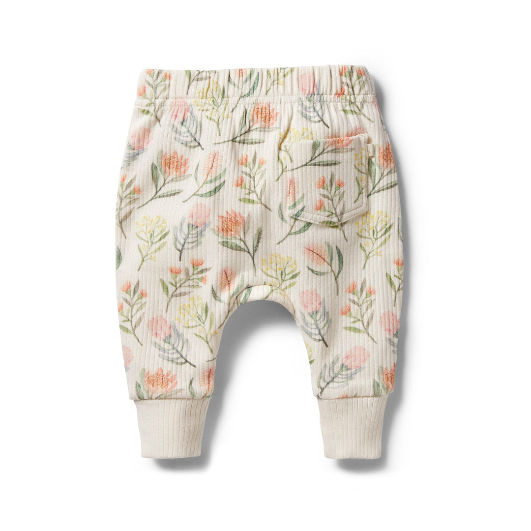 Wilson-and-Frenchy-Organic-Rib-Slouch-Pants-Pretty-Floral-Back-View-Naked-Baby-Eco-Boutique
