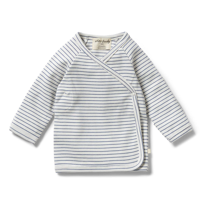 Blue Depths / 0-3 Months Wilson & Frenchy Organic Rib Stripe Kimono Top (Multiple Variants) - Naked Baby Eco Boutique