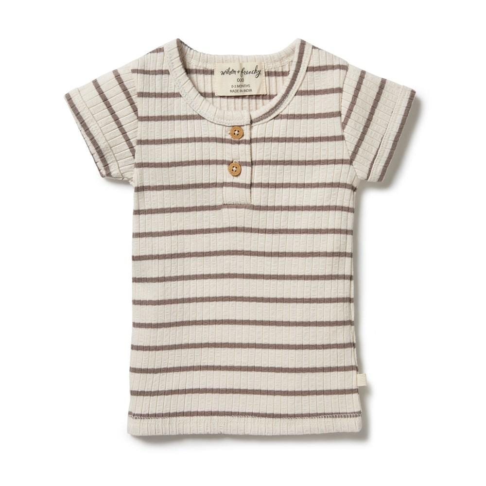 Hazelwood/Ecru / 0-3 Months Wilson & Frenchy Organic Rib Stripe Top (Multiple Variants) - Naked Baby Eco Boutique